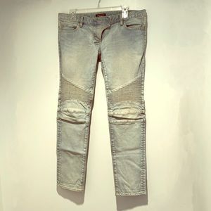 Balmain moto jeans - 40- faded light blue